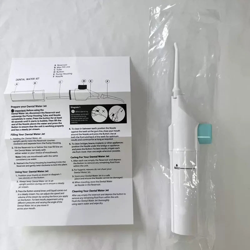 Irrigateur Buccal Portable Haute Pression, Fil Dentaire Domestique, Cure-Dents Manuel À Eau Pour Le Nettoyage Des Dents