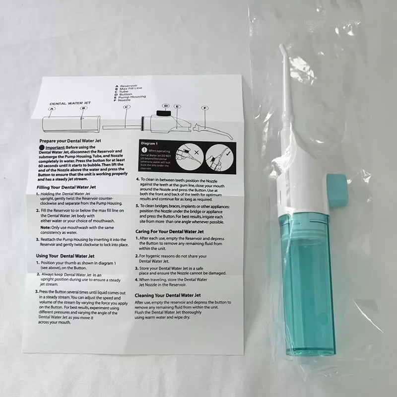 Irrigateur Buccal Portable Haute Pression, Fil Dentaire Domestique, Cure-Dents Manuel À Eau Pour Le Nettoyage Des Dents